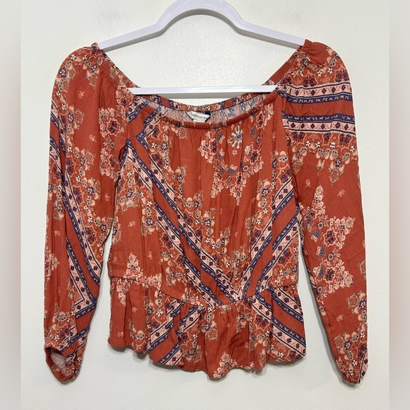 New! American Eagle Outfitters Boho Floral Peasant Cropped Blouse - Picture 4 of 8